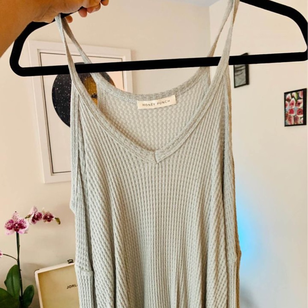 Honey Punch Blue Knit Off The Shoulder Sweater